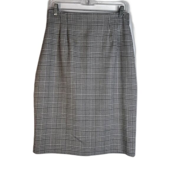 Norton McNaughton VTG Black White Houndstooth Plaid Straight Skirt Size 10 - Picture 1 of 7